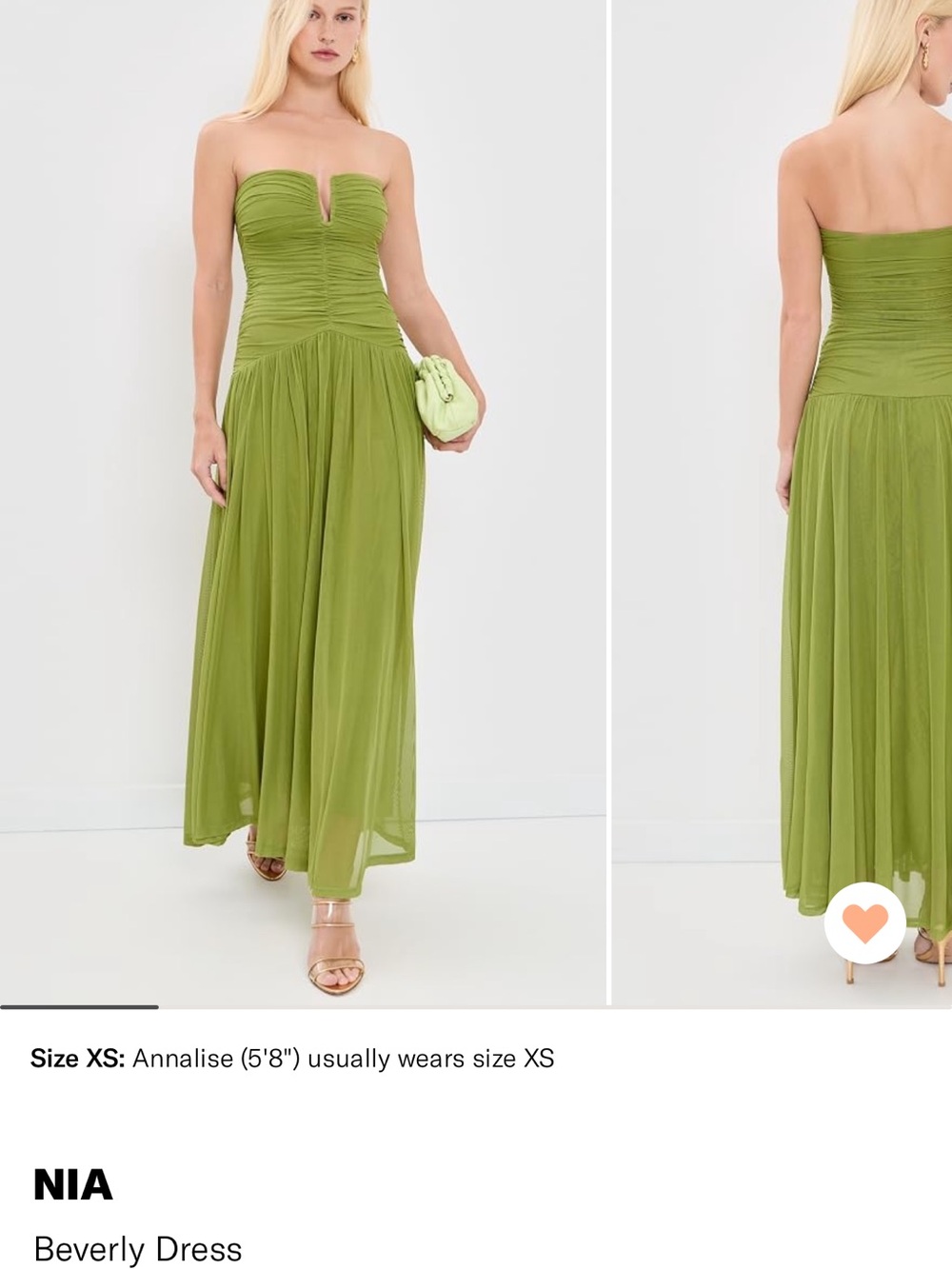 NIA Beverly Strapless Olive Maxi Dress